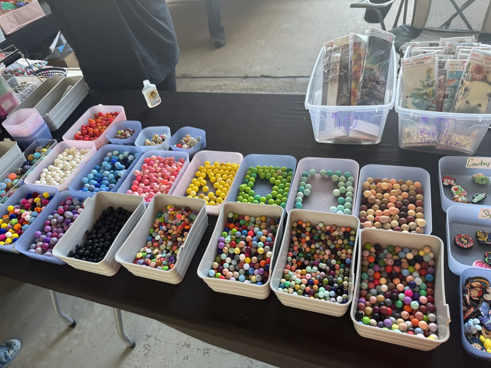 A rainbow of beads at the DIY table