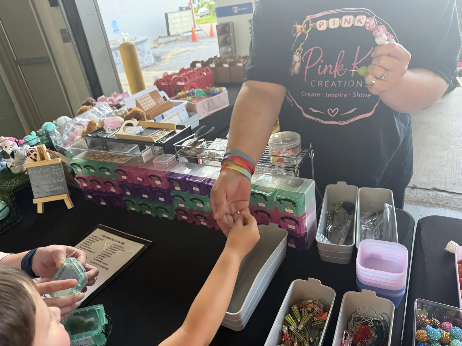 Making a custom piece together at the bead bar